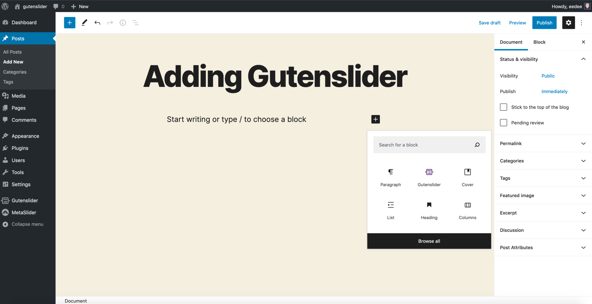 Gutenslider Tutorial - How to add sliders to your Wordpress website ...