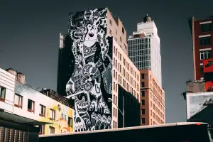 Giant mural on a city building