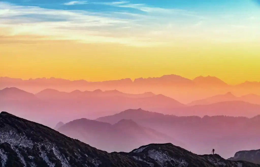 Mountain ridges at sunset