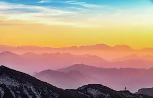 Mountain ridges at sunset