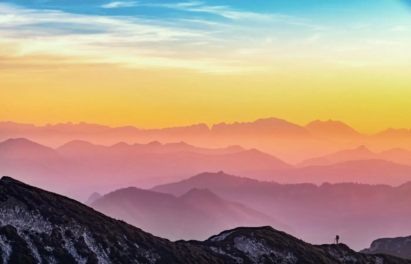 Mountain ridges at sunset