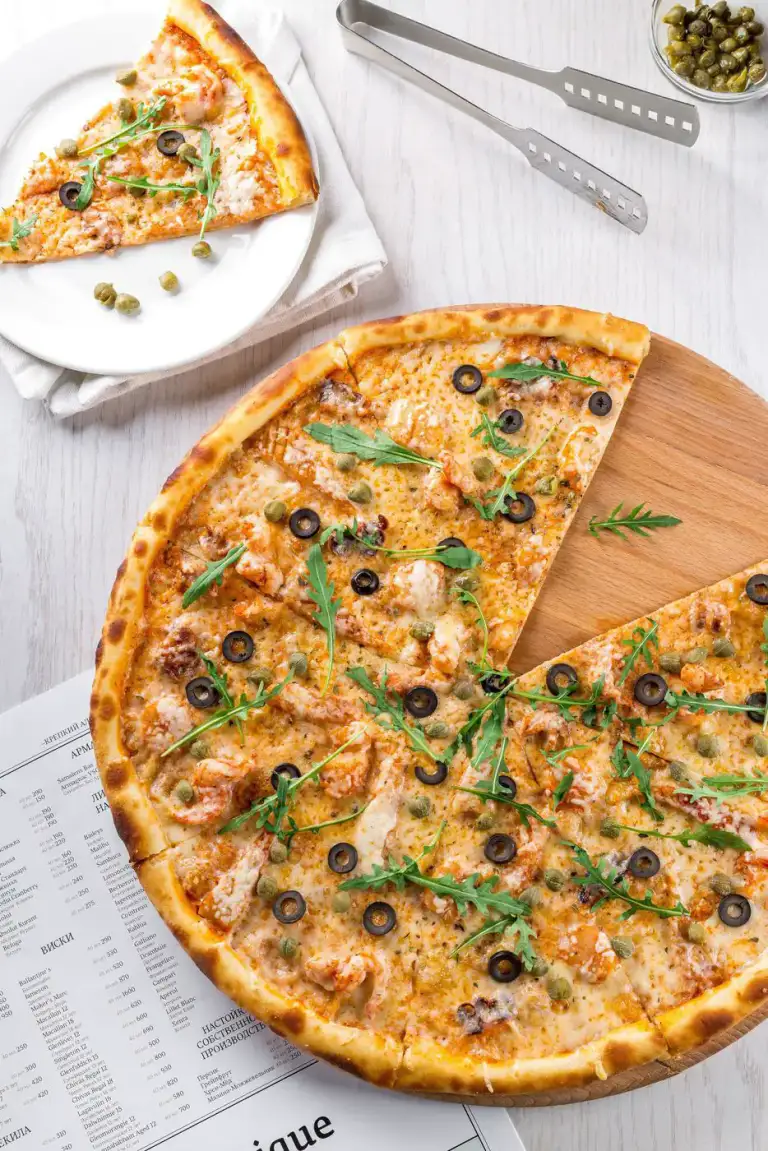 Pizza on a wooden board