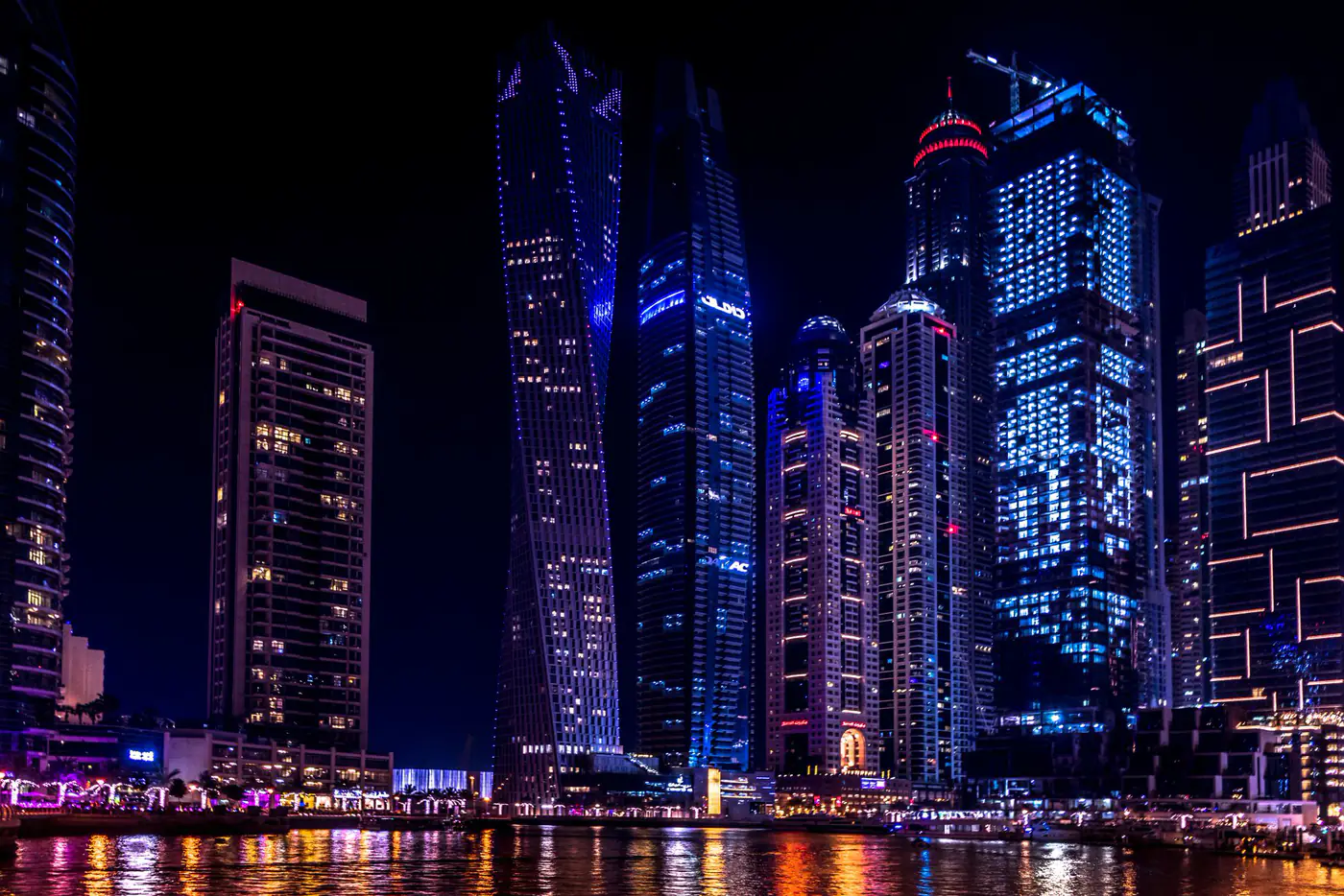 Skyline glowing at night