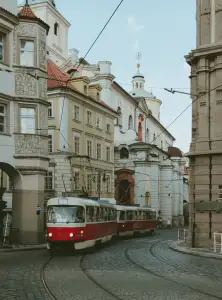 Tram in an old town