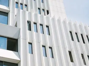 White building against a blue sky