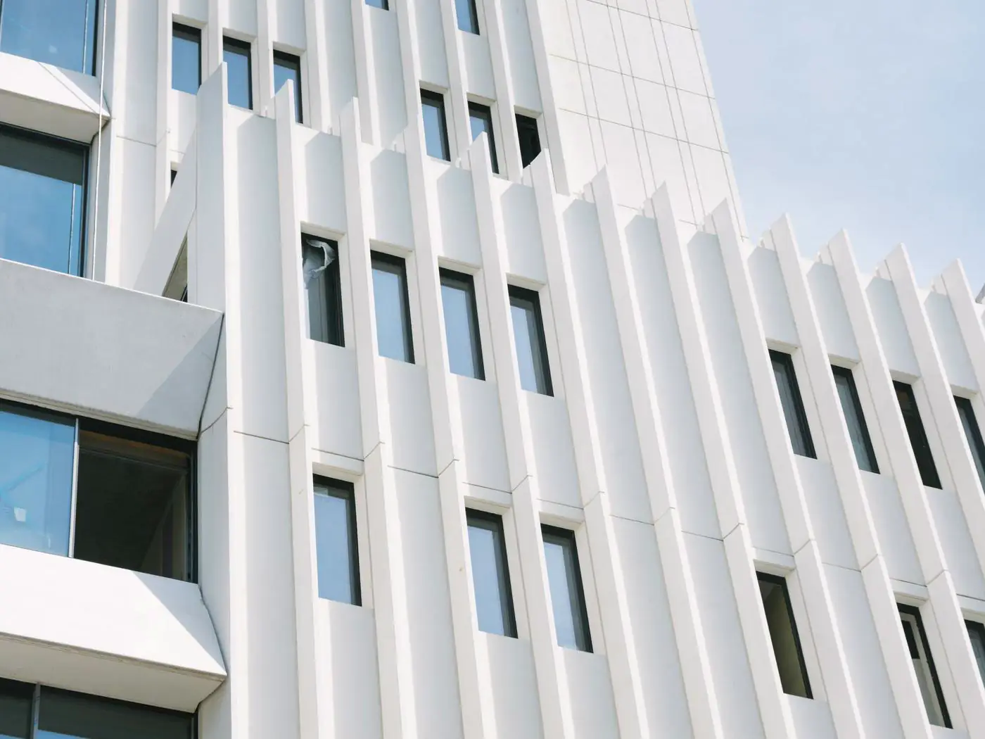 White building against a blue sky
